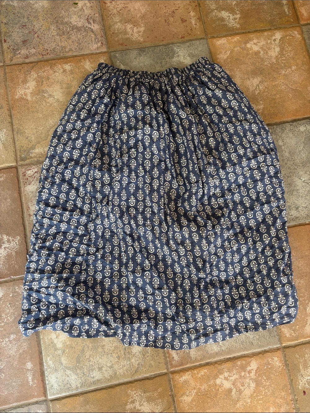H&M Navy Blue Printed Midi Skirt